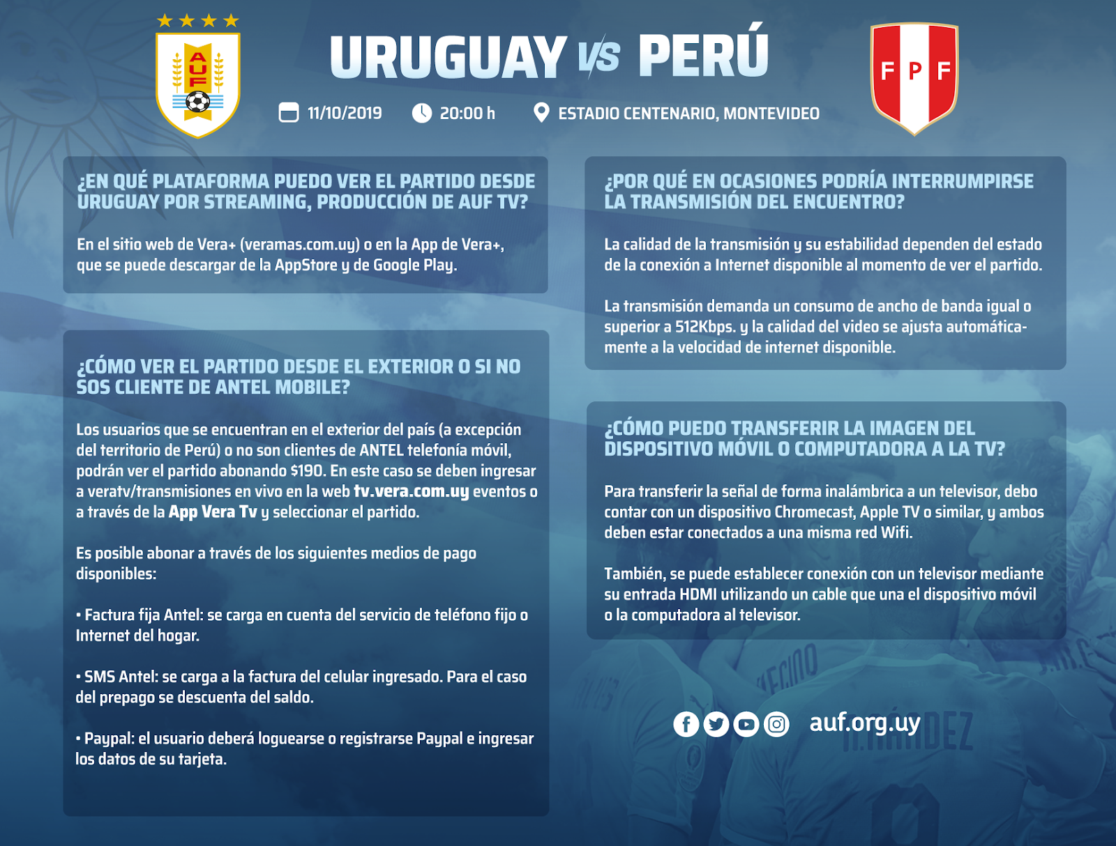 AUF TV En Vivo - cómo seguir partido Uruguay vs. Brasil por streaming  online, MIX