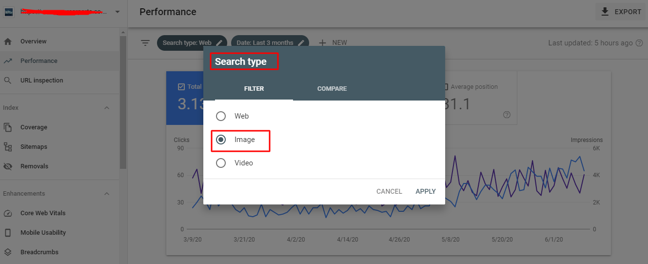 images option in search console
