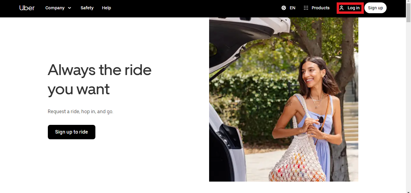 Access Uber.com from your desktop browser.