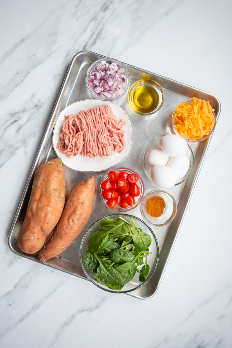 ingredients to make ground turkey breakfast casserole