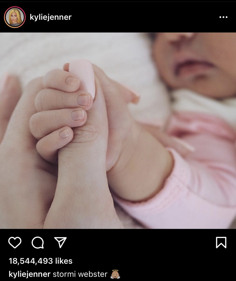 Kylie's first post of Stormi