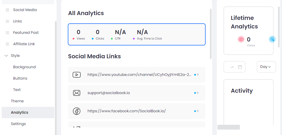 Check all the analytics of your LinkOne page.