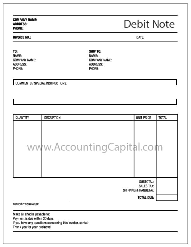 contoh debit note