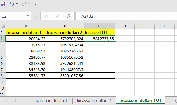 Inserire un riferimento a un altro foglio di lavoro 3