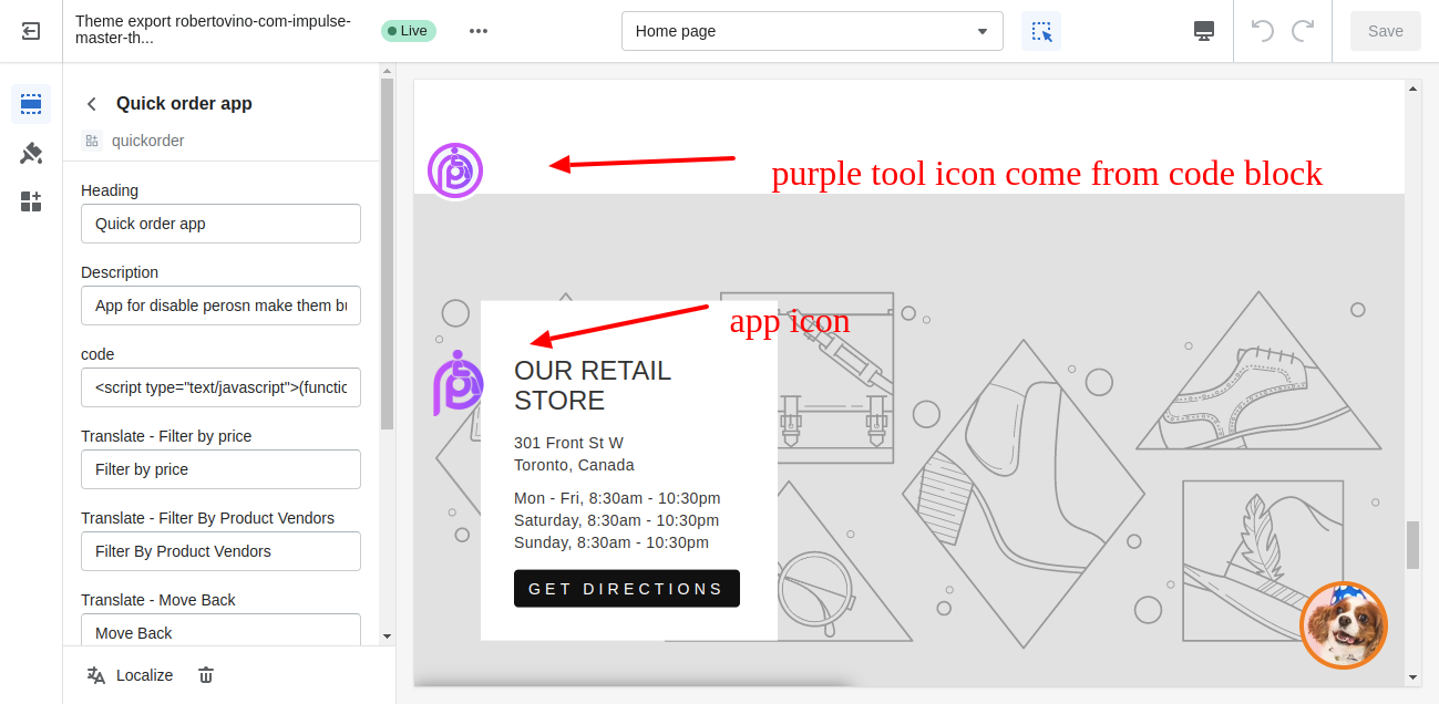 You need to configure the app with code received from purple lens. After code is placed in the app section and save, you can find purple tool on the homepage.