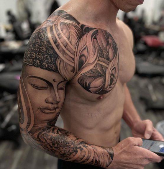 Attractive Buddha Tattoo Full Sleeve