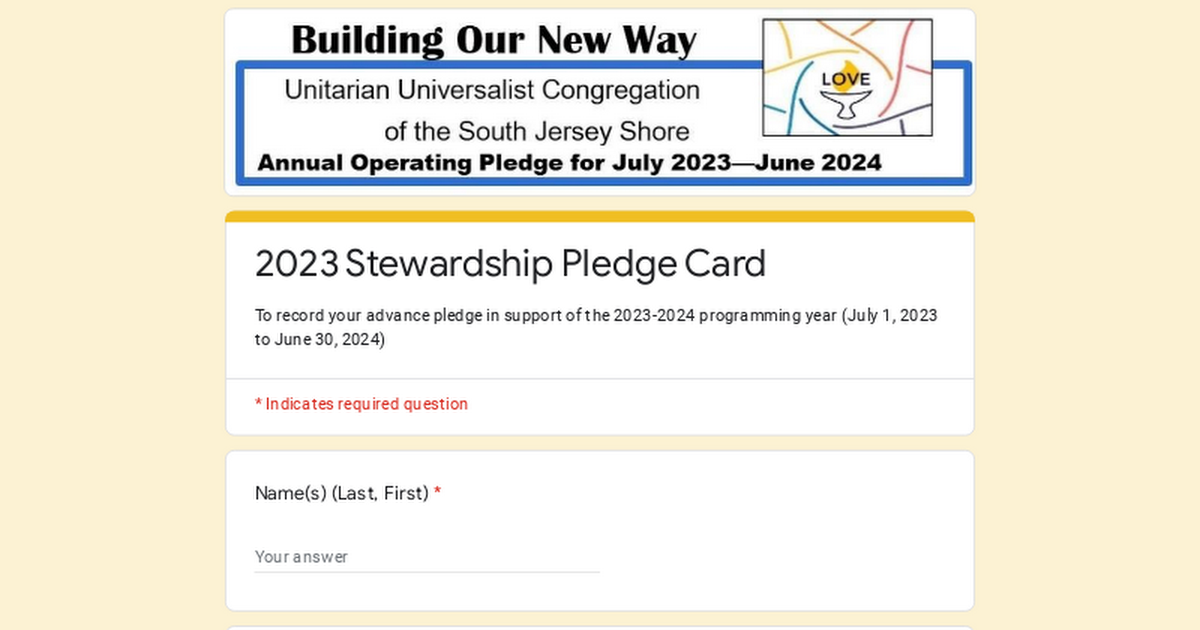 2023 Stewardship Pledge Card