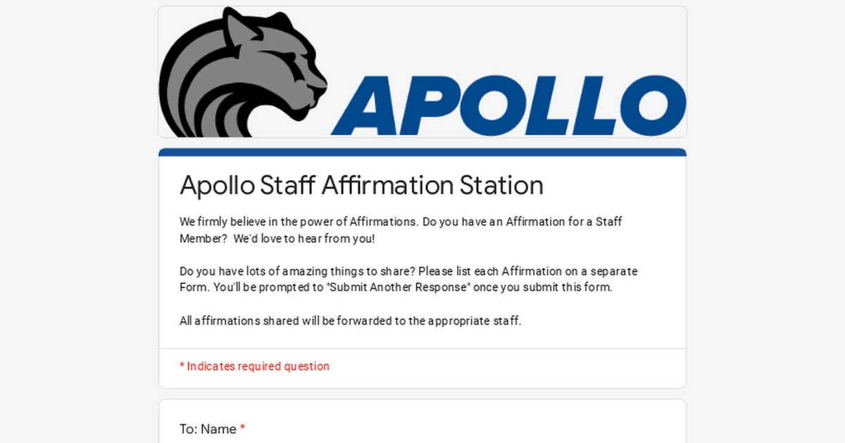 Apollo Staff Affirmation Station