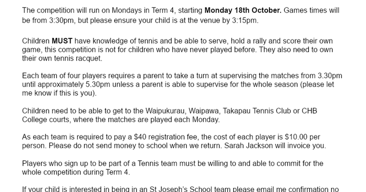 Term 4 Tennis
