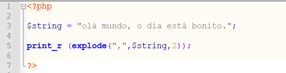 Forma de apresentação do código em PHP