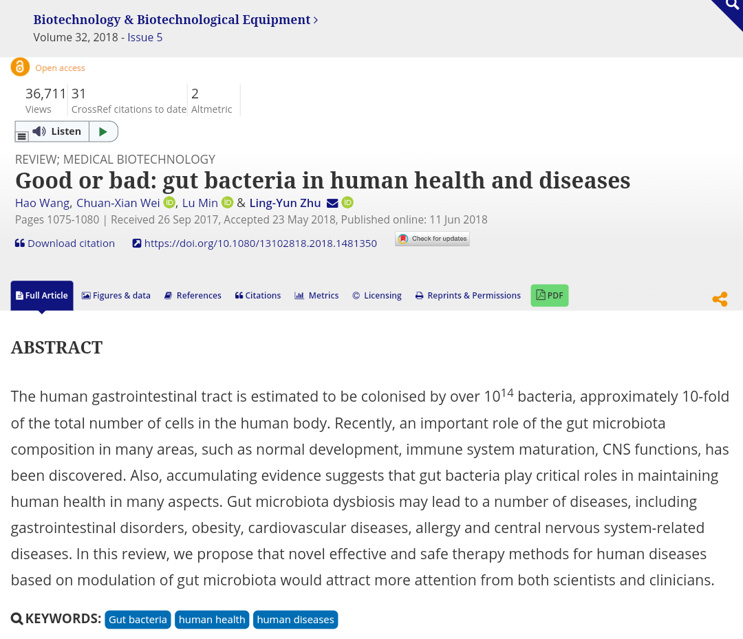 Good or bad: gut bacteria in human health and diseases