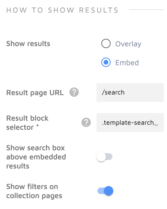 How to Show Results settings