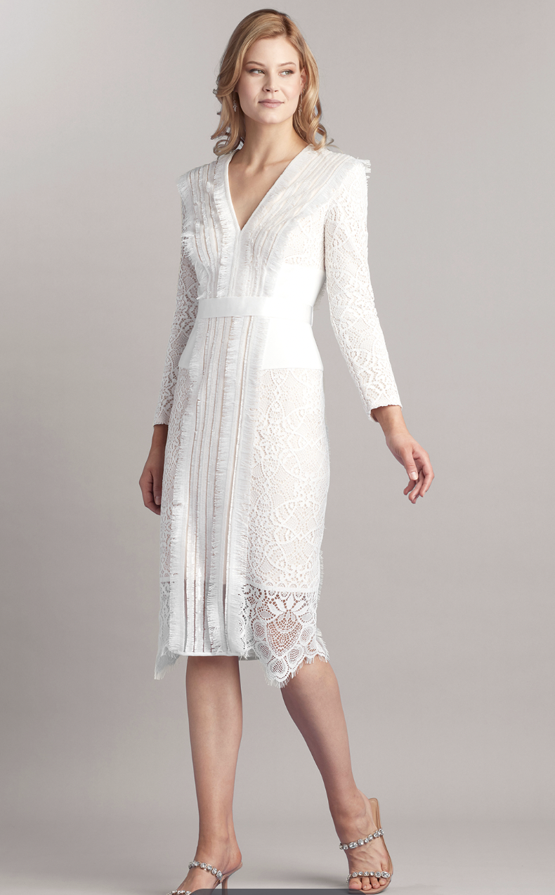 Short Fringe and Lace Dress from David’s Bridal