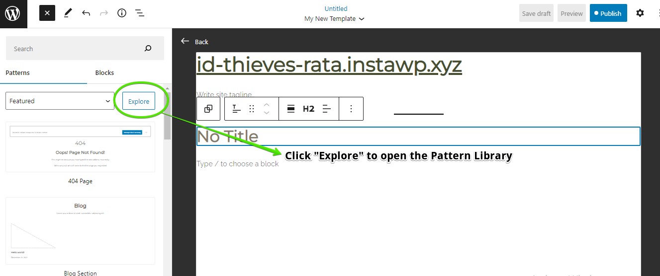 Screenshot showing the Custom Template Editor