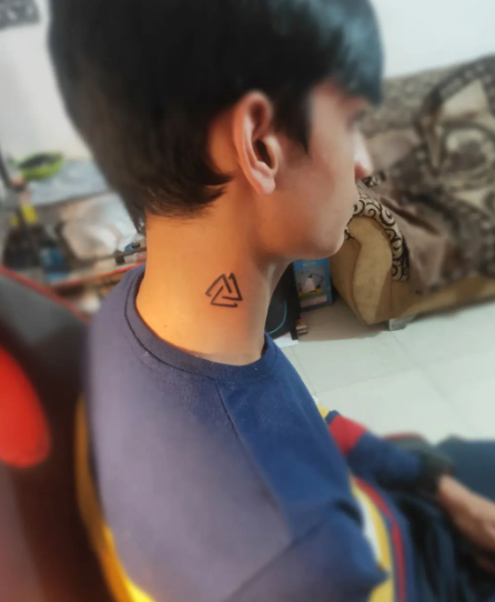 Triangle Simple Neck Tattoos For Guys