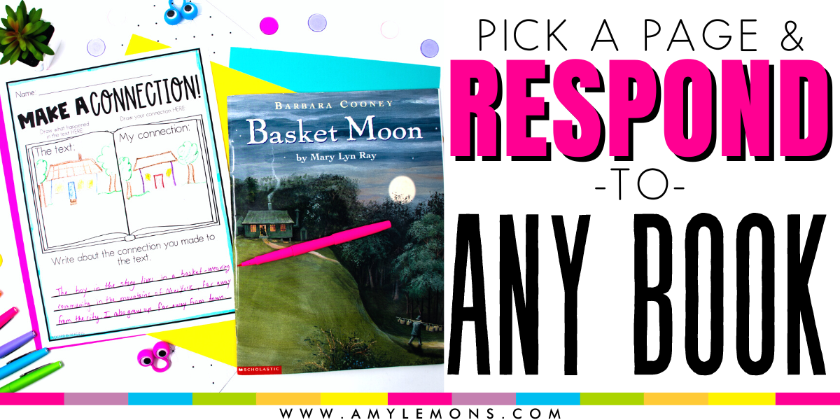 Reading response page for making connections paired with Basket Moon book.
