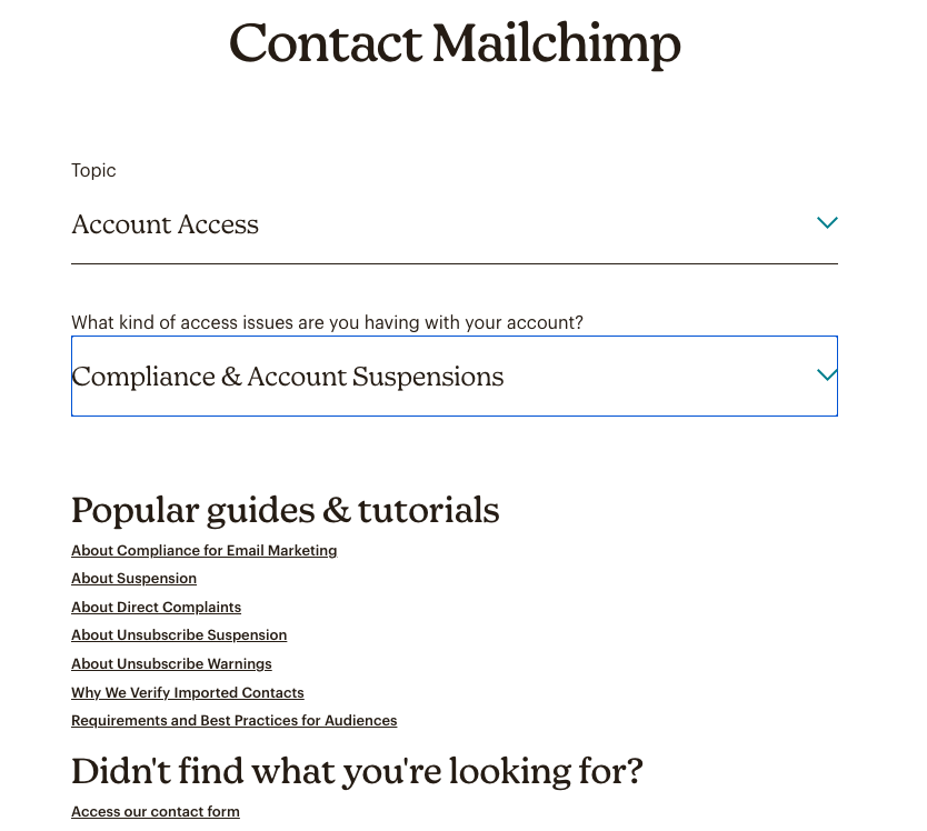 Mailchimp support