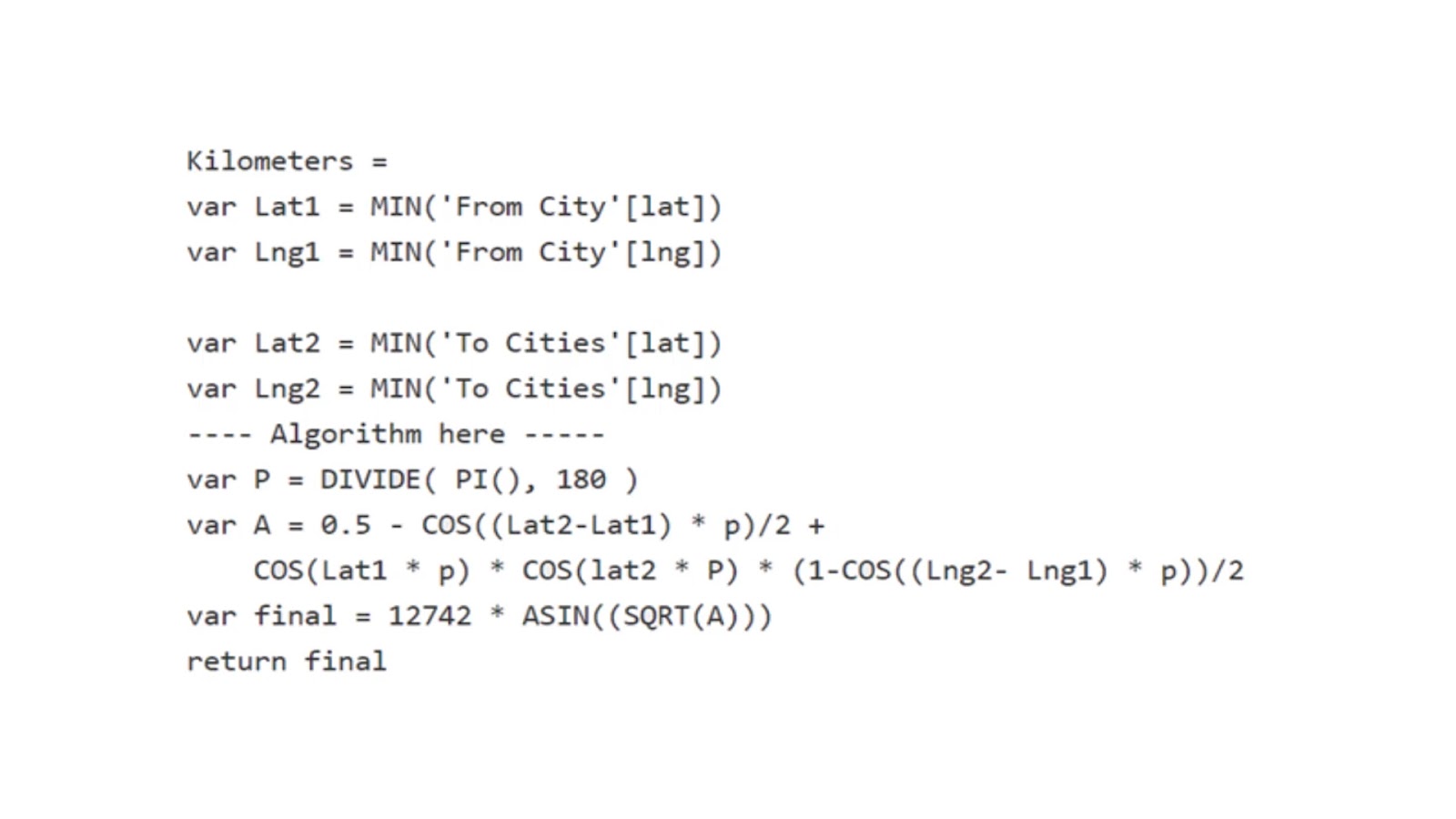 distance and bearing in Power BI for geospatial analysis