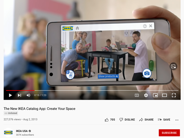 Youtube ad for the IKEA app