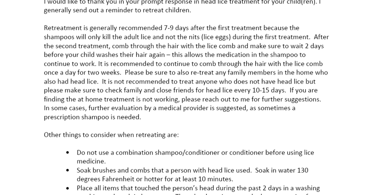 Head Lice Re-treatment reminder.doc