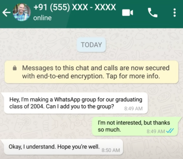 Customer WhatsApp opt-in consent