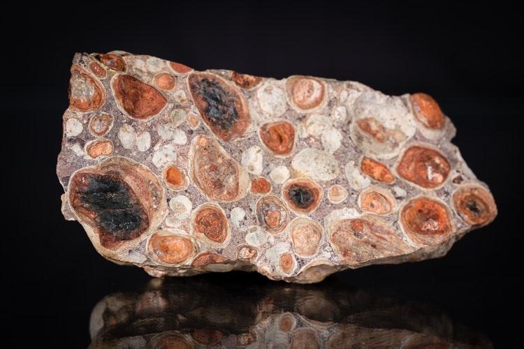 A rock with gemstones