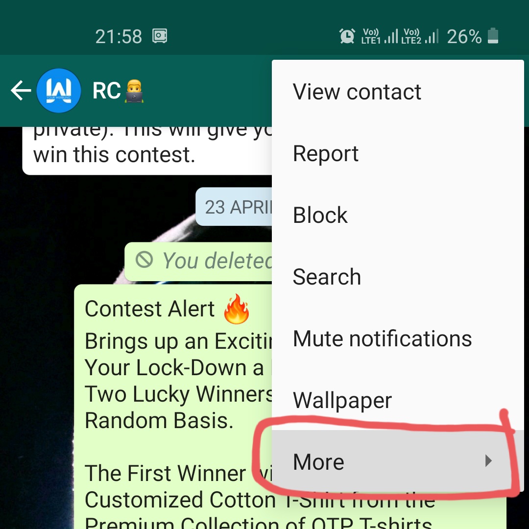 Whatsapp chat screenshot