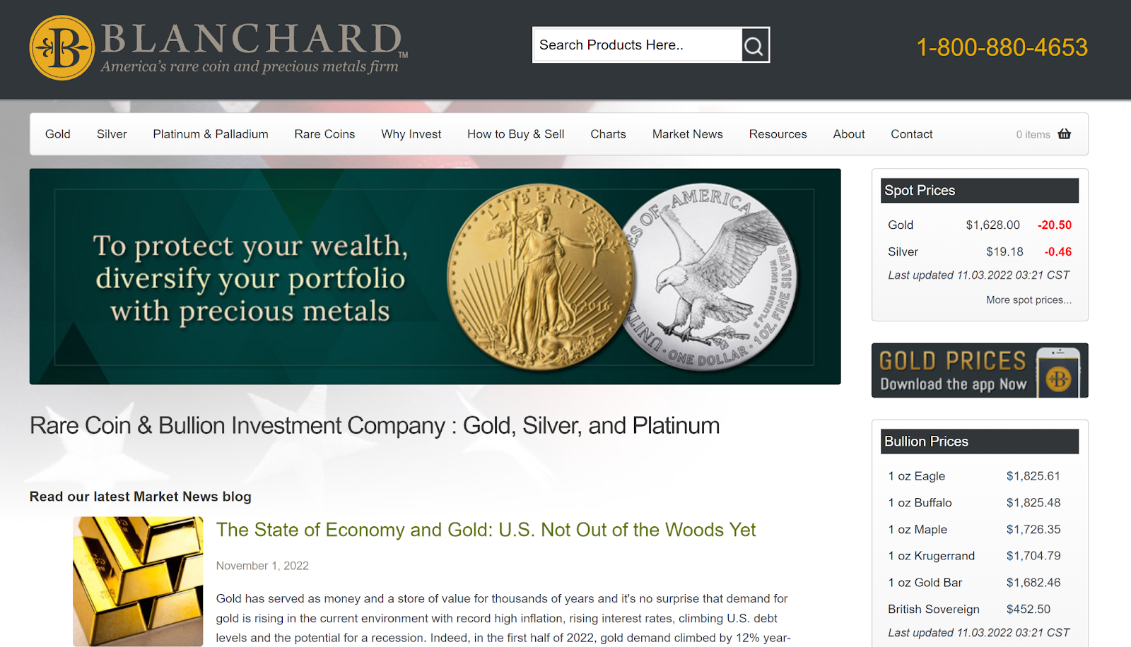 Blanchard Gold website 