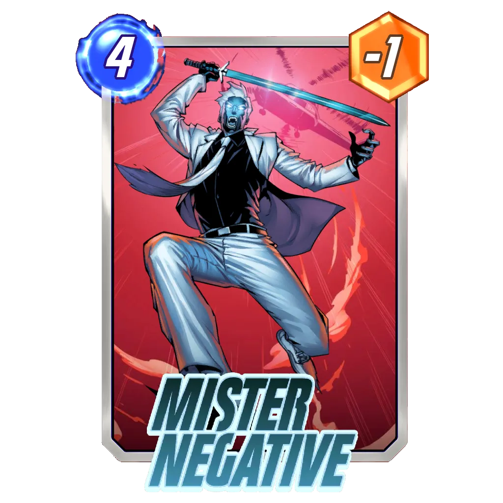 The card form of Mister Negative as seen on Marvel Snap. 