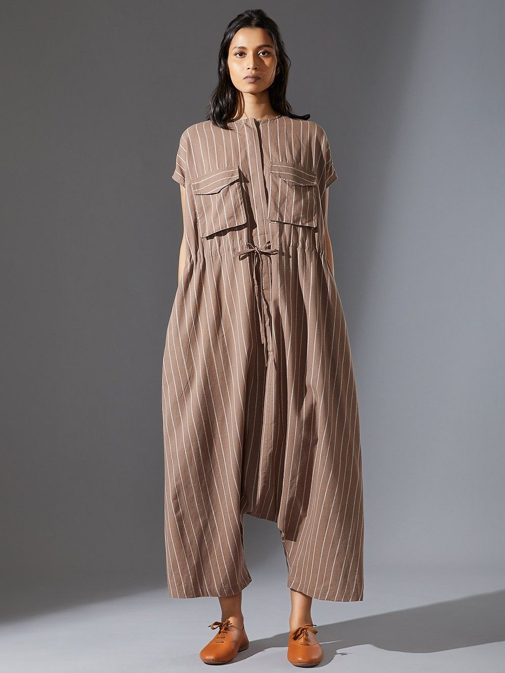 the loom - Handwoven Cotton Striped Jumpsuit