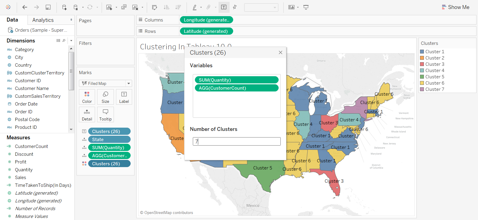 K-means Clustering in Tableau  & Visualizing Custom Sales territory based on the Analysis 38