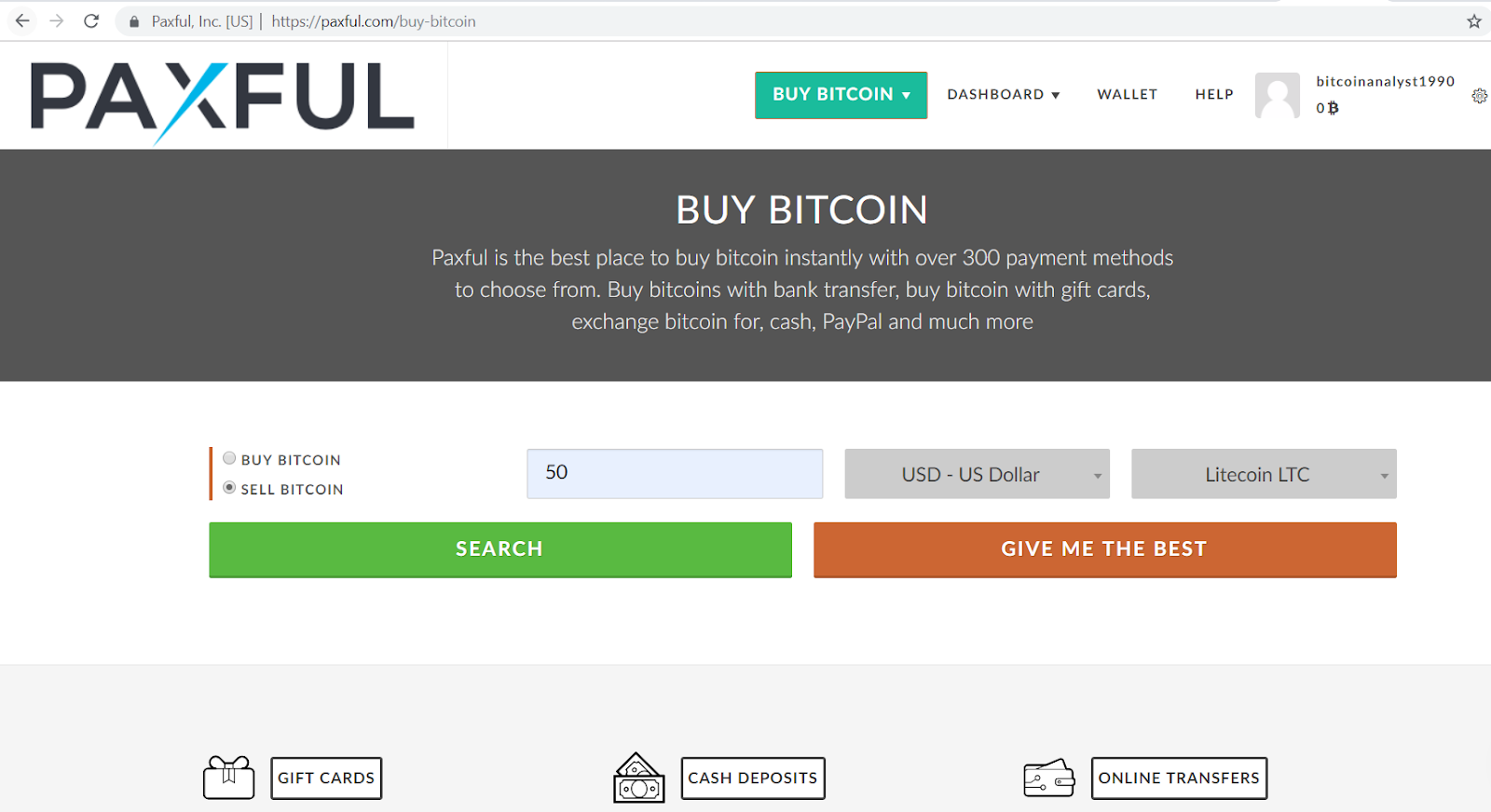Paxful buy bitcoin amount form.