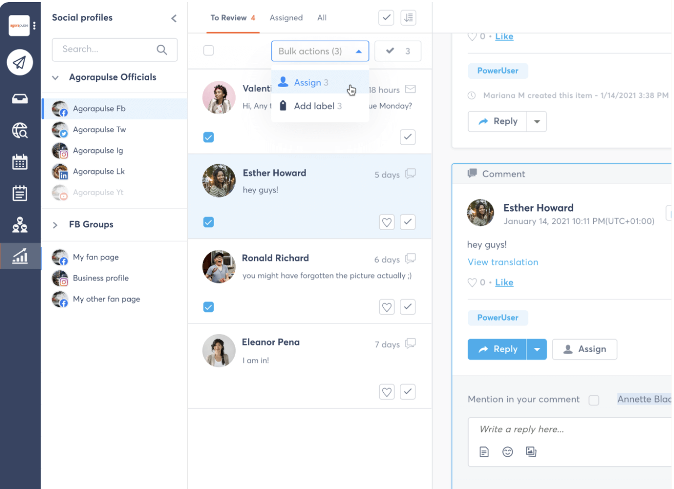 agorapulse combined social inbox