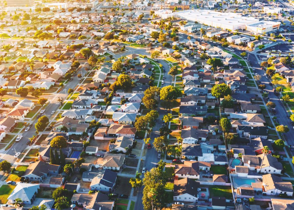 Suburban sprawl in the United States.