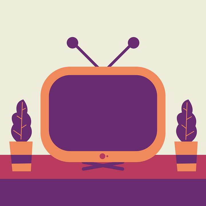Vector graphic of a TV with plants