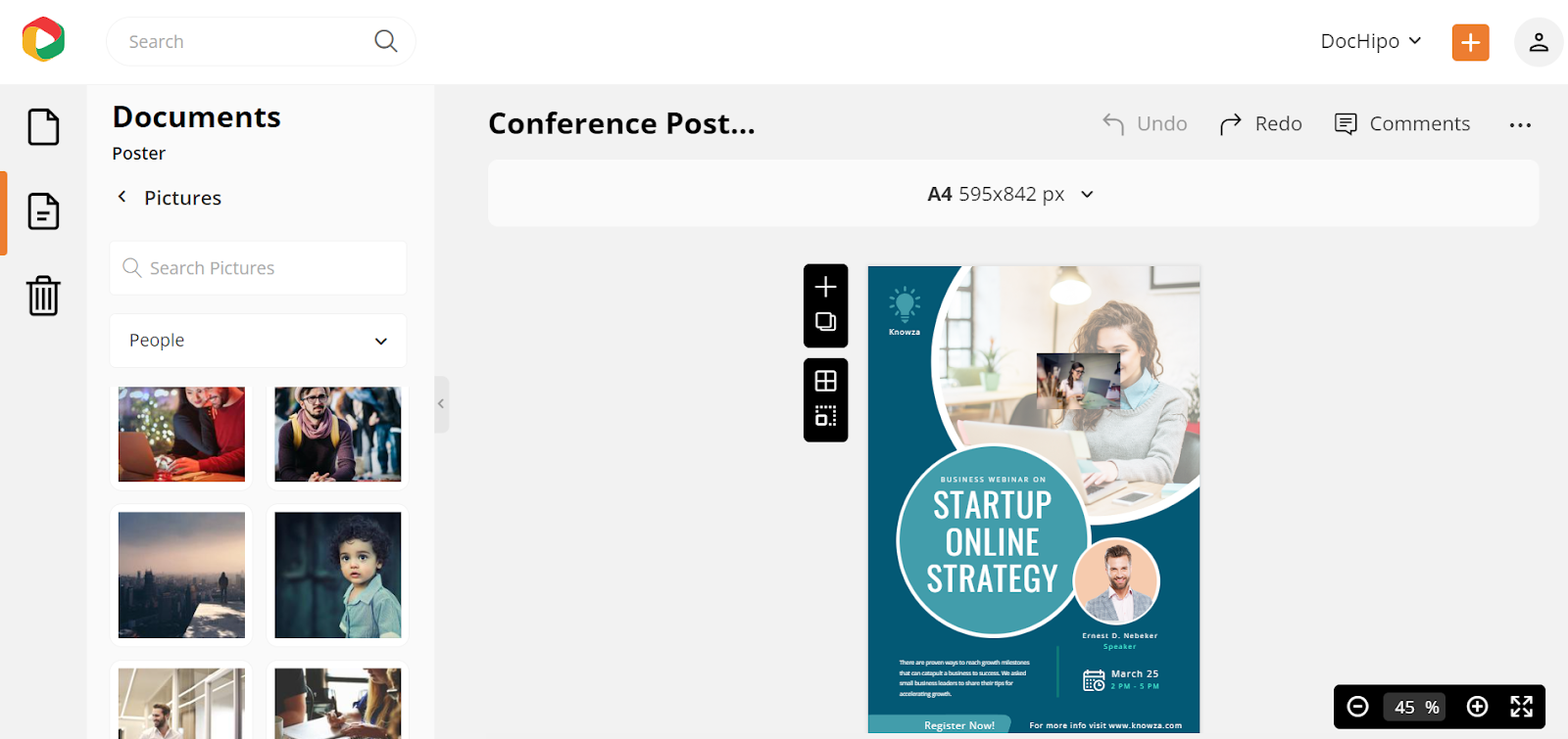 Replace the existing image in the DocHipo Conference Poster Template