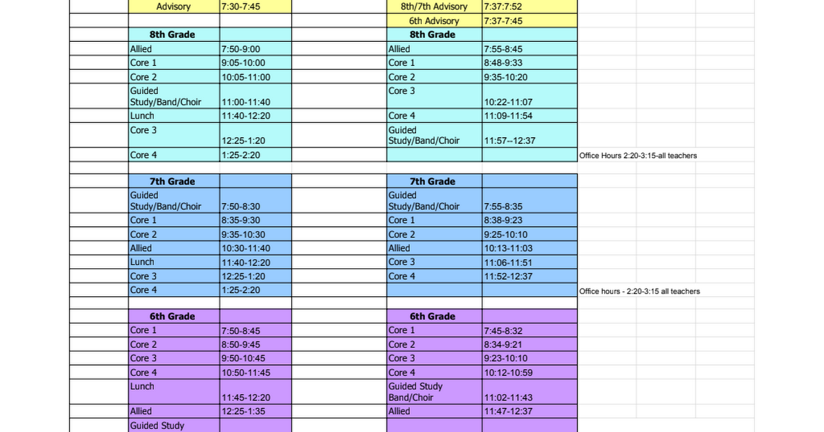 DL Student Schedule 20-21