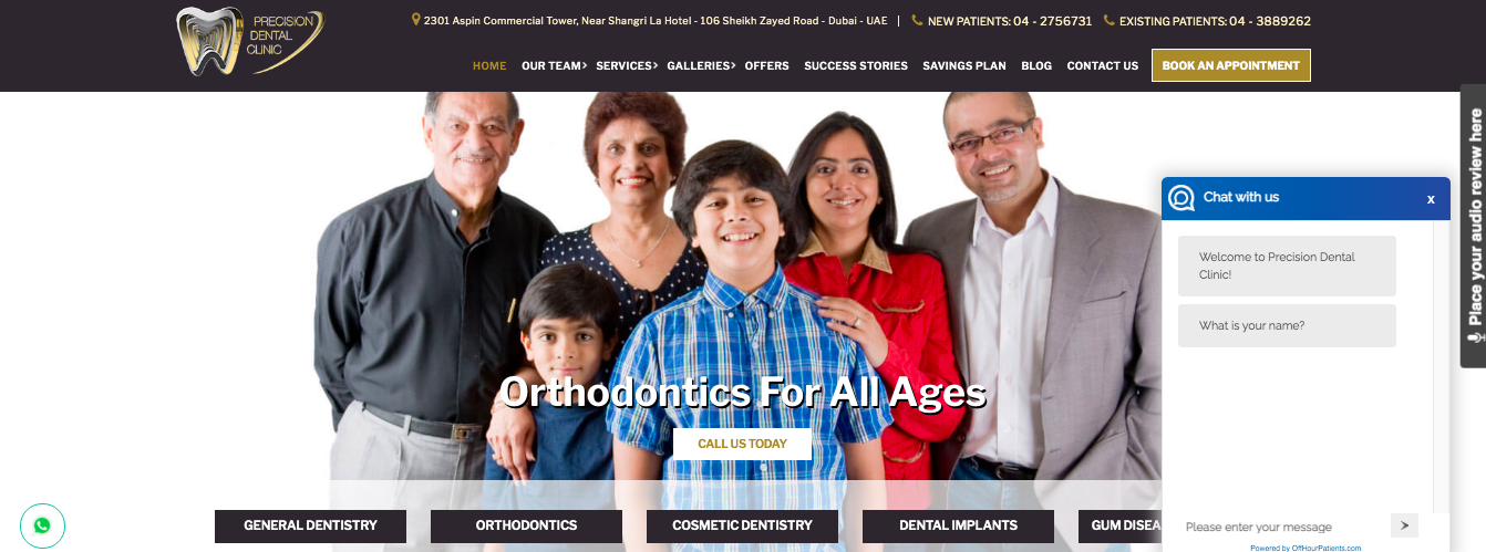 a sample of an effective website for a dental clinic