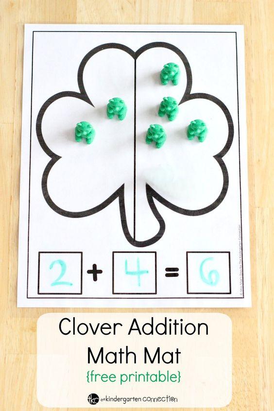 Great for small groups or individual work, try this Clover Addition Math Mat free printable! Practice addition with hands-on manipulatives.