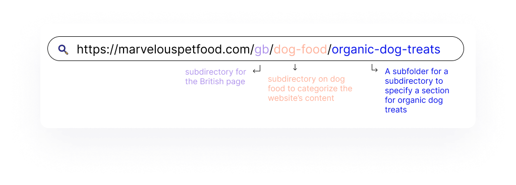 Image explaining the different parts of a sample URL, showing various subdirectories