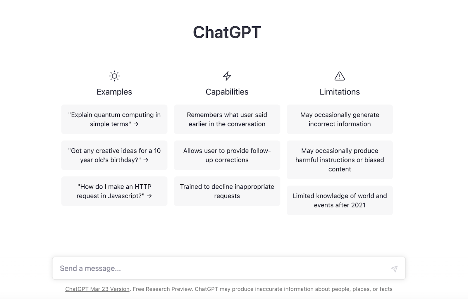 ChatGPT interface