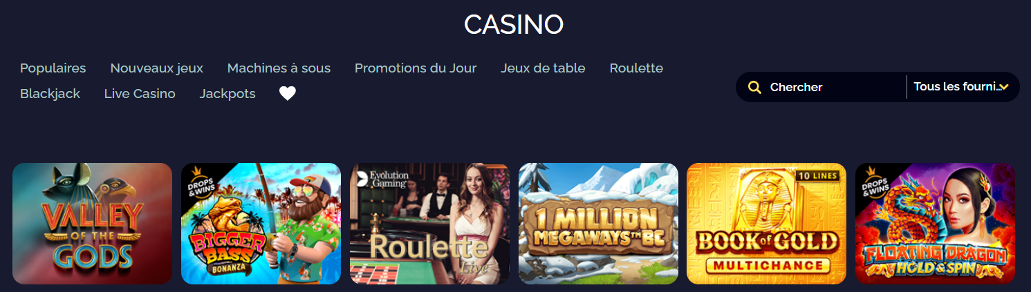 Catalogue de jeux Monte Cryptos Casino