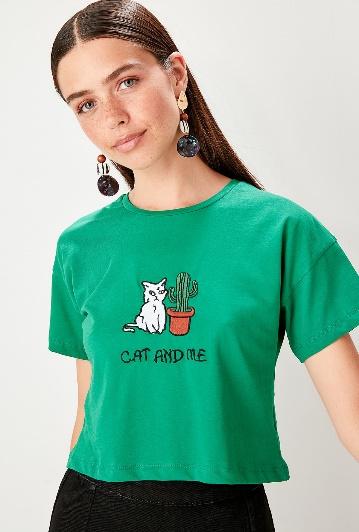 Yeşil Nakışlı Pamuklu Shirt Trendyolmilla Bu Mudur?