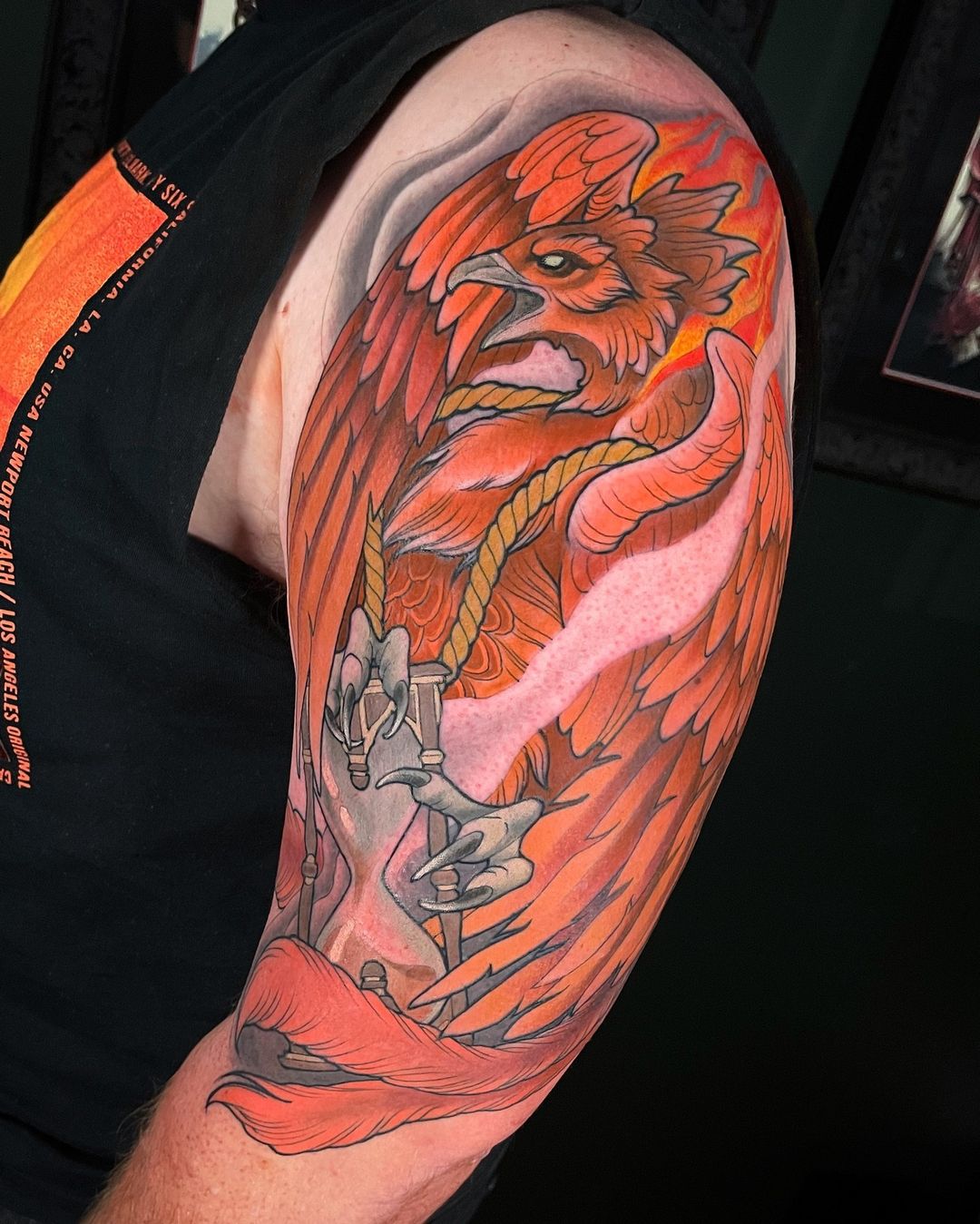 Phoenix And Hourglass Tattoo