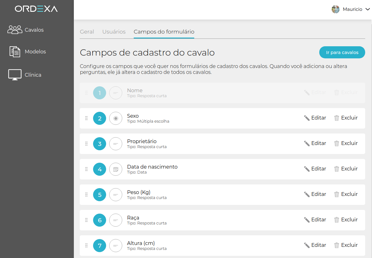 Ordexa Ficha de cadastro veterinários