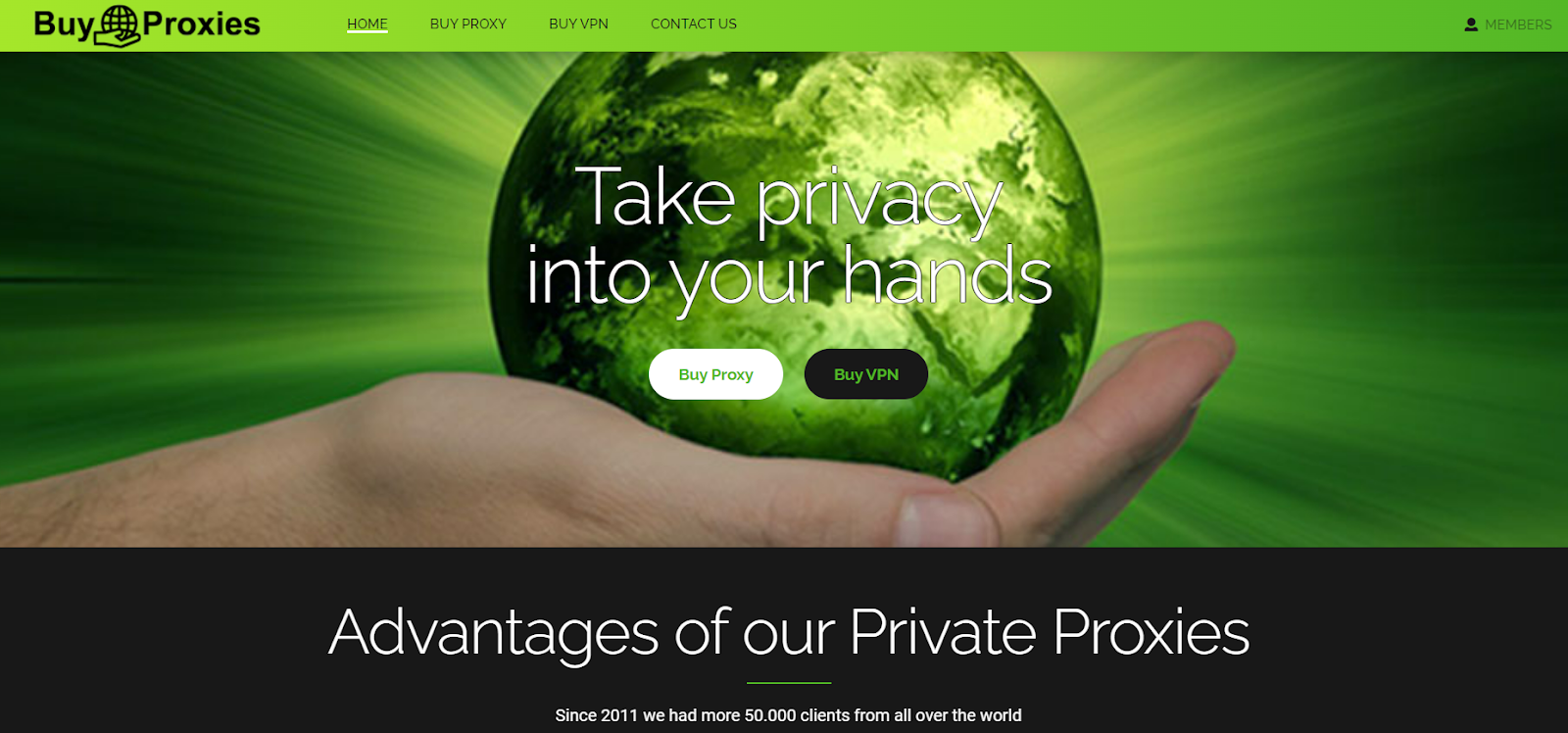 buyproxies homepage