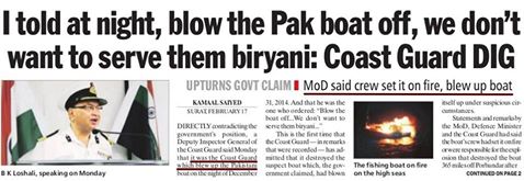Did Def. Minister Parrikar lie? He claimed crew of the Pak boat set the boat to fire. Now being proven otherwise.