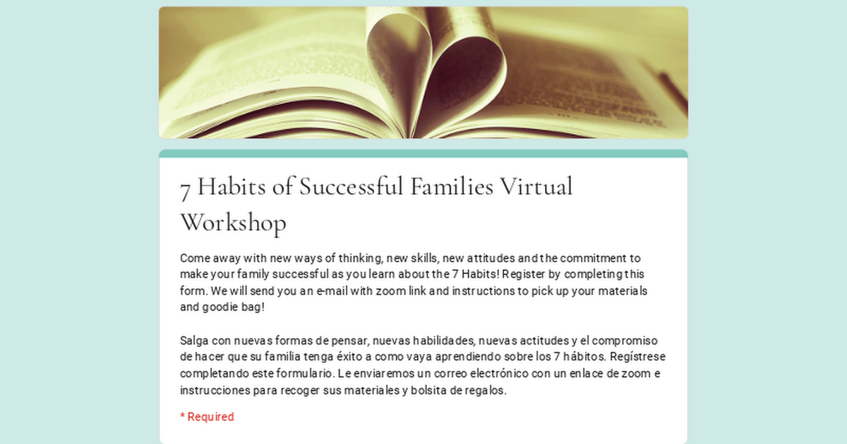 7 Habits of Successful Families Virtual Workshop 