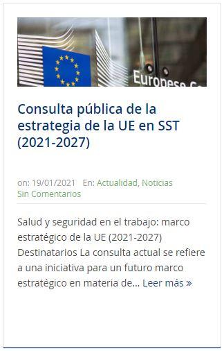 Consulta pública UE sobre actualidad PRL enero 2021