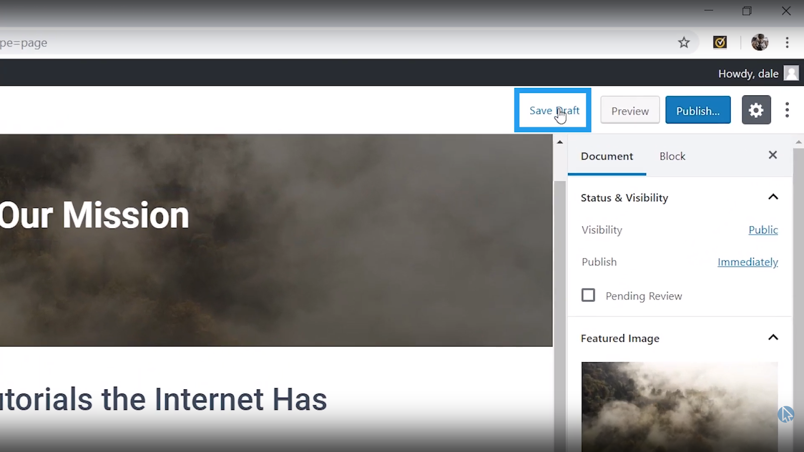 save page draft wordpress tutorial for beginners
